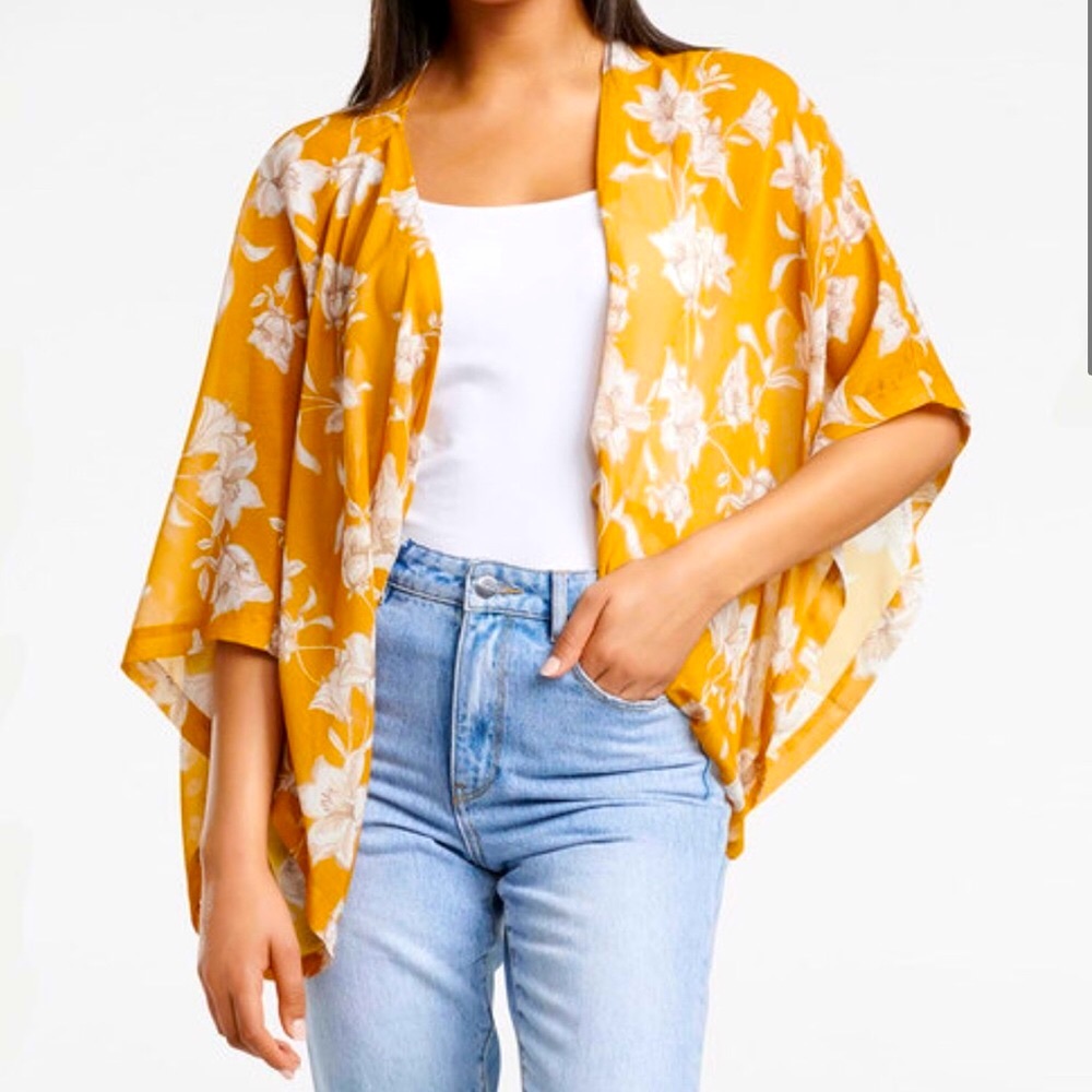 A NEW DAY mustard orange kimono osfm